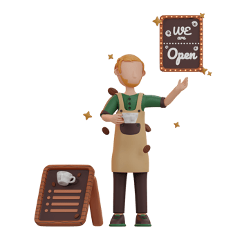 Coffee Shop 3 Character 3D Illustrations png