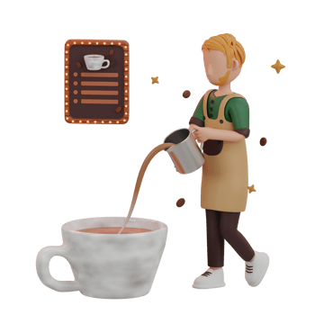 Coffee Shop 5 Character 3D Illustrations png