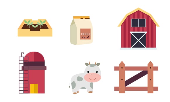 Set of farm house and nature elements logo vector