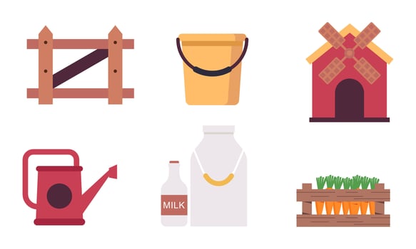 Set of farm house and nature elements logo vector