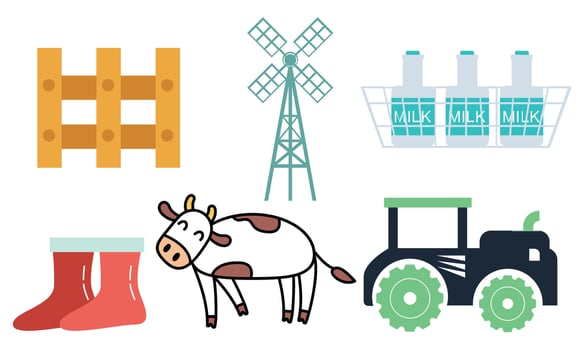 Set of farm house and nature elements logo vector