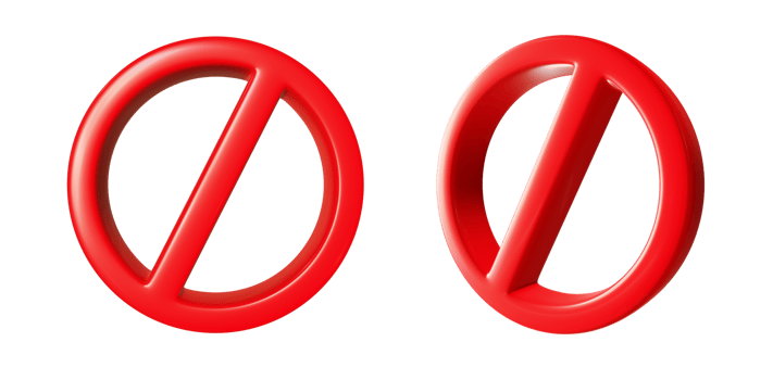 red banned 3d icon element png