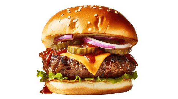 Delicious gourmet burger isolated on transparent background png