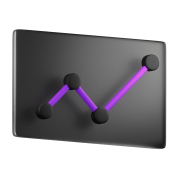 3D Line Chart Infographic Purple Black png