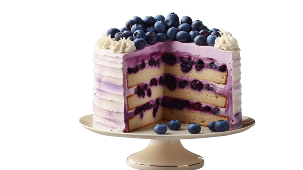 Delicious bueberry cake with fresh blueberries on transparent background png
