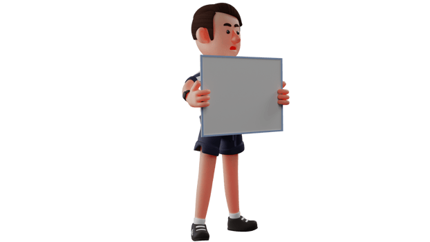 3D illustration. Authoritative Referee 3D Cartoon Character. The referee shows the board he brought to everyone in the game. The referee shows the announcement. 3D Cartoon Character png