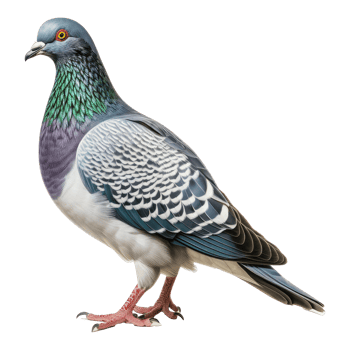 close up fulll body of speed racing pigeon bird isolated on transparent background . AI Generated png