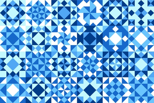 Blue ceramic tile pattern, mosaic floor background vector