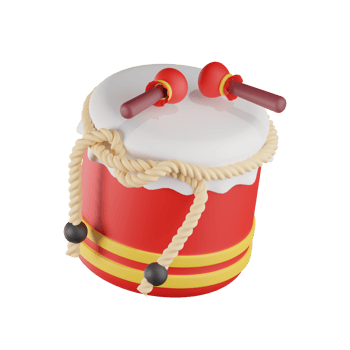 Drum Chinese New Year 3D Illustrations png