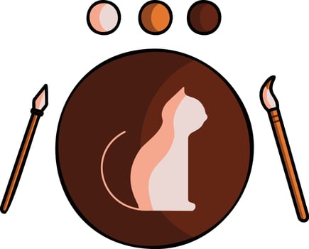 cat and paint brush icon. pet animal and nature theme. Isolated design. Vector illustration