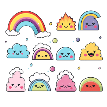 Emoticon rainbow cute colorful sticker transparent png