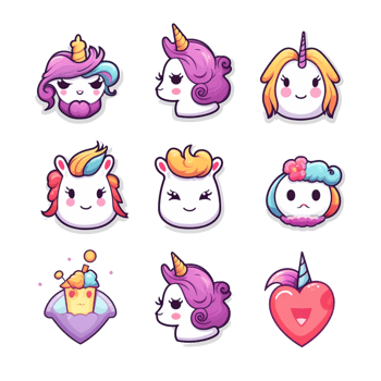 set emoticon unicorn sweet cute sticker transparent png