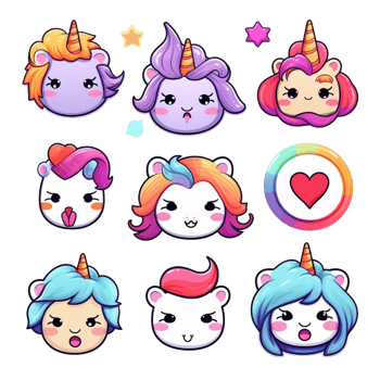 set emoticon unicorn sweet cute sticker transparent png