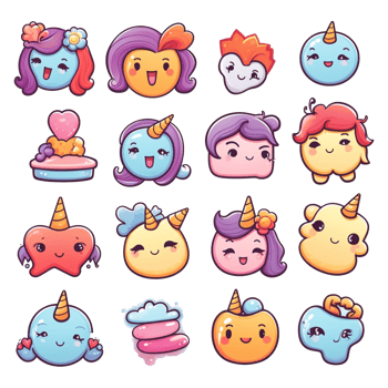 set emoticon unicorn sweet cute sticker transparent png