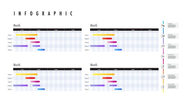 4 months projects monthly plan , quarter time line milestone vector