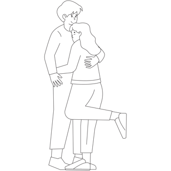 Hug Valentine Outline 2D Illustration png