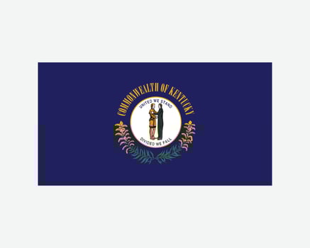 Kentucky USA State Flag. Flag of KY, USA isolated on white background. United States, America, American, United States of America, US State. Vector illustration.