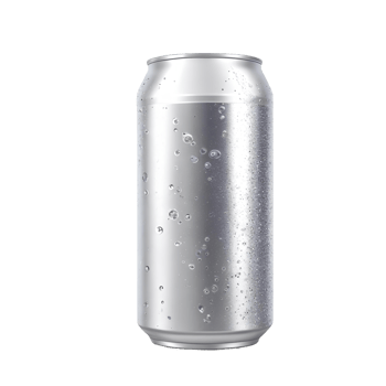 Aluminum soda can with water drops isolated on transparent background with empty space around it AI Generated png
