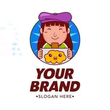 Woman Artist Cartoon Character Logo Vector Template