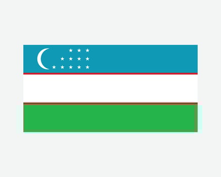 National Flag of Uzbekistan. Uzbekistani Uzbek Country Flag. Republic of Uzbekistan Detailed Banner. EPS Vector Illustration Cut File.