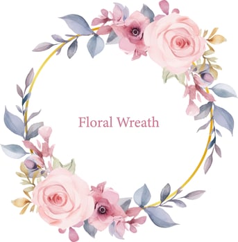 Watercolor Flower Wreath Bouquet Clipart for Wedding Invitation Card vector