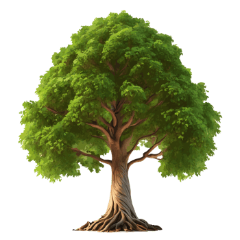 big tree on white blackground. AI generative png