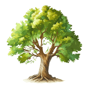 Watercolor hand drawn big tree. AI generative png