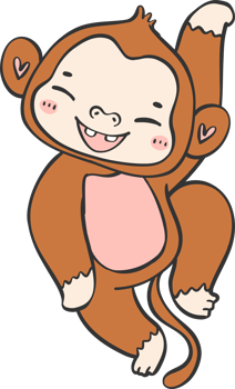 Baby happy innocence Monkey Cartoon Animal. Cheerful and Cute Wildlife Character png