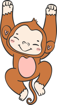 Baby happy innocence Monkey Cartoon Animal. Cheerful and Cute Wildlife Character png