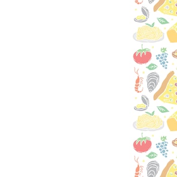 Italian food frame with place for text. Doodle italian food background vector