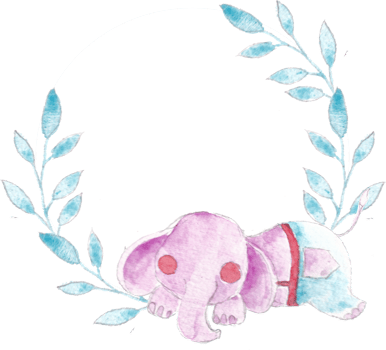 Cute Pink Elephant Watercolor Wreath png