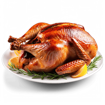 Roast turkey isolated on transparent background png