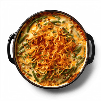 Green bean casserole top view isolated on transparent background png