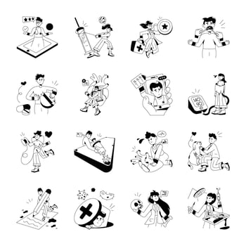 Collection of Physicians Hand Drawn Illustrations vector