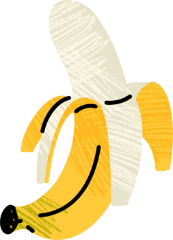 A banana with a yellow peel on it png
