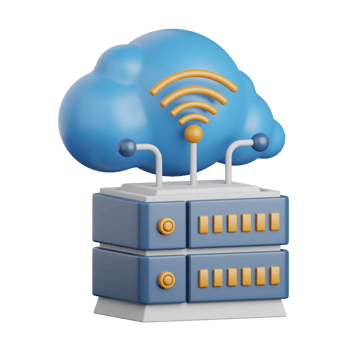 3d rendering cloud hosting isolated useful for cloud, network, computing, technology, database, server and connection design element png