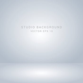 Grey and white gradient background. Studio room concept, template mock up for display of content. Abstract gray glow backdrop wall display. Simple modern plain space for photo product. Vector EPS 10