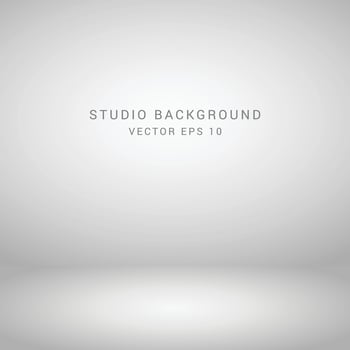 Grey and white gradient background. Studio room concept, template mock up for display of content. Abstract gray glow backdrop wall display. Simple modern plain space for photo product. Vector EPS 10