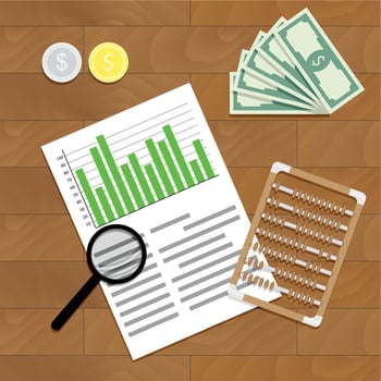 Financial audit vector. Finance paperwork report illustration vector