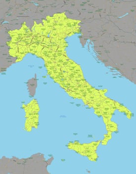 Detailed political vector map of Italy