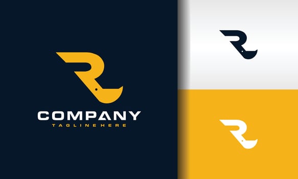 letter R scoop excavator logo vector