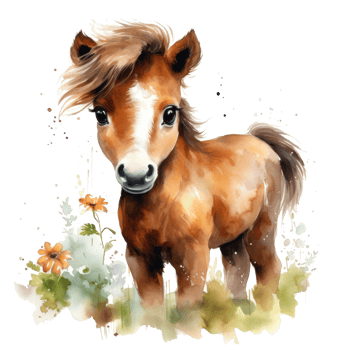 Cute watercolor pony isolated png