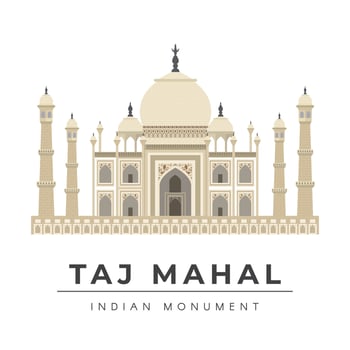 Taj Mahal, Agra, Indian Monument Vector Illustration