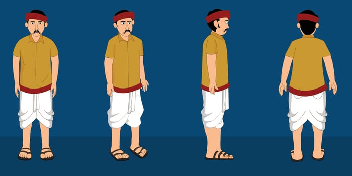 Indian village man cartoon character. moral stories for the best cartoon character vector Free Vector