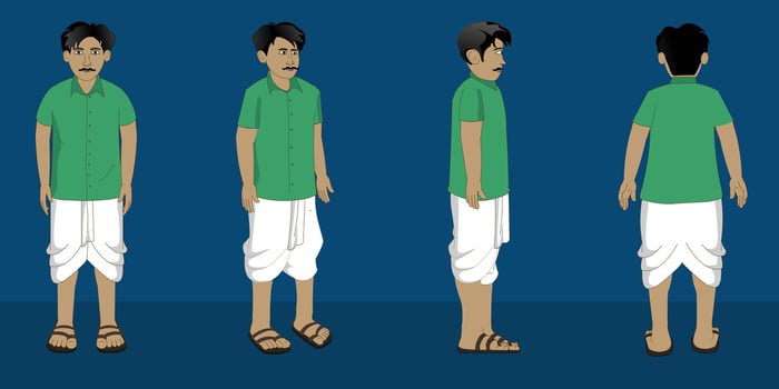 Indian village man cartoon character. moral stories for the best cartoon character vector Free Vector