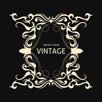 vintage frame with ornate design on black background vector
