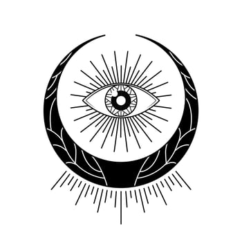 mysterious magical monochrome eye moon  vector design