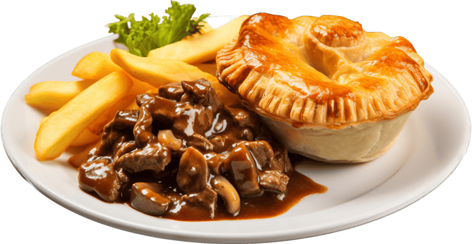 steak and kidney pie png with AI generated.