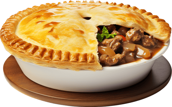 steak and kidney pie png with AI generated.