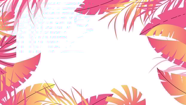Forest tropical background vector illustration. Jungle plants, monstera, palm leaves, banana leaf, exotic summertime style. Botanical backdrop design for decoration, wallpaper, product presentation.